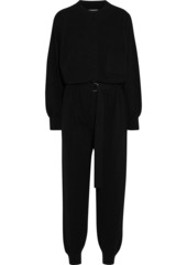 Cordova Woman Belted Wool Silk And Cashmere-blend Jumpsuit Black
