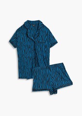 Cosabella - Bella zebra-print Pima cotton and modal-blend jersey pajama set - Blue - XL