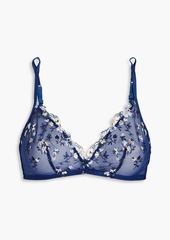 Cosabella - Embroidered stretch-mesh triangle bra - Blue - L