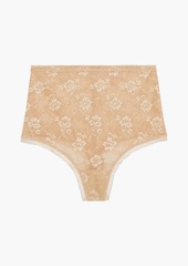 Cosabella - Metallic lace high-rise thong - Neutral - XS