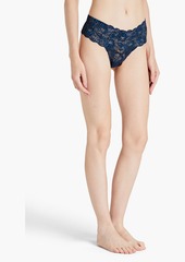 Cosabella - Never Say Never printed stretch-lace mid-rise thong - Blue - S/M