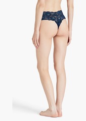 Cosabella - Never Say Never printed stretch-lace mid-rise thong - Blue - M/L