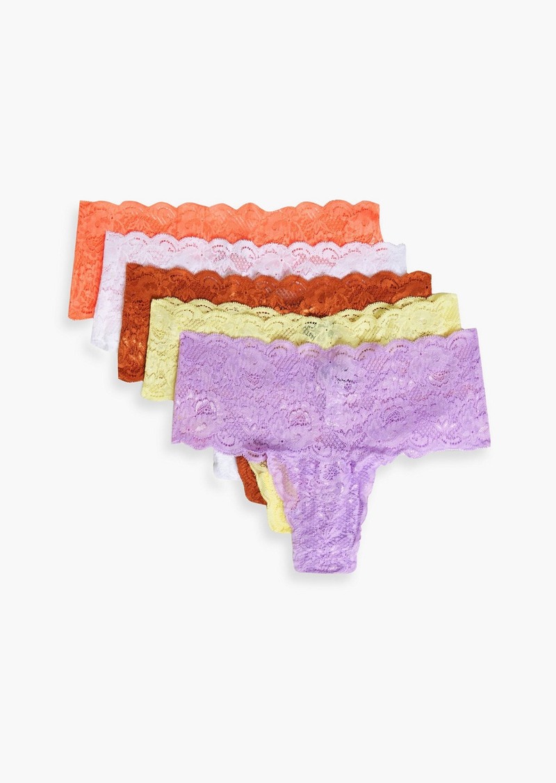 Cosabella - Never Say Never set of five mid-rise stretch-lace thongs - Multicolor - L/XL