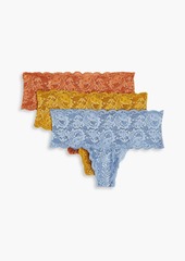 Cosabella - Set of three stretch-lace mid-rise thongs - Multicolor - L/XL