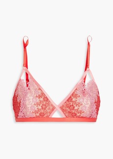 Cosabella - Veneto two-tone corded lace and stretch-jersey triangle bra - Pink - S