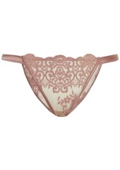 Cosabella Woman Satin-trimmed Embroidered Mesh Low-rise Briefs Antique Rose