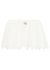 Cosabella Woman Clara Satin-trimmed Stretch-leavers Lace Pajama Shorts Off-white