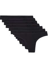Cosabella Woman Everyday Set Of Seven Stretch-cotton Jersey Low-rise Thongs Black