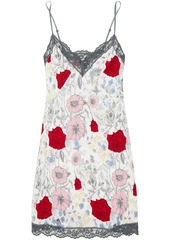 Cosabella Woman Lace-trimmed Floral-print Twill Chemise Ecru