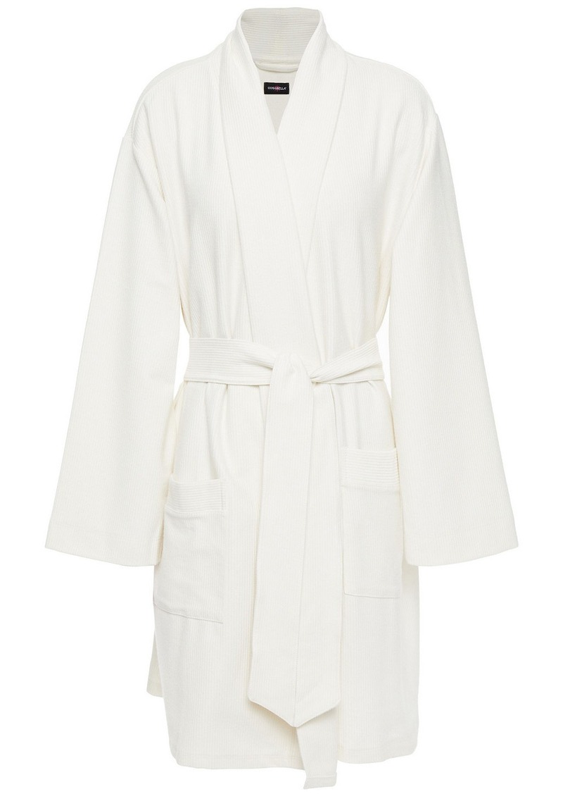Cosabella Woman Ribbed Stretch-jersey Robe White