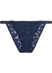 Cosabella Woman Satin-trimmed Corded Lace Low-rise Briefs Midnight Blue