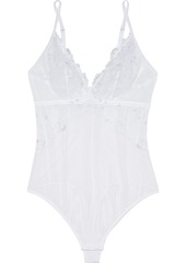 Cosabella - Selita embroidered stretch-mesh thong bodysuit - White - M