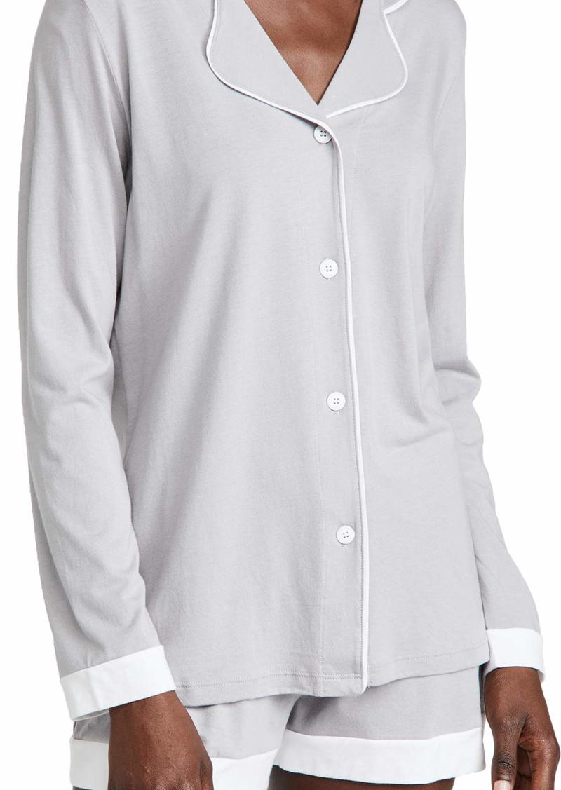 Cosabella womens Bella Long Sleeve Top & Boxer Pajama Set Dove Grey/White  US