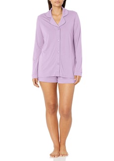 Cosabella Women's Bella Long Sleeve Top & Boxer Pajamas ICY Violet/ICY Violet