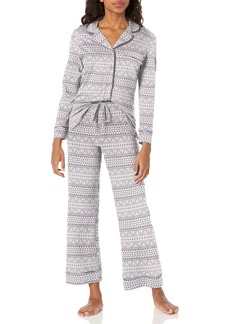Cosabella Women's Bella Printed Long Sleeve Top & Pant Pajama Set  Petite Medium