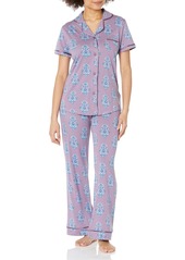 Cosabella Women's Bella Printed Short Sleeve Top & Pant Pajama Set  Extra Small