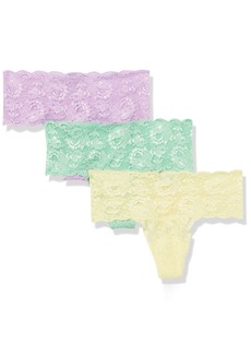 Cosabella Women's Say Never Comfie Thongs 3 Pack Ghana Green ICY Violet Mignonette Large/Extra Large