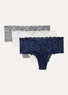 Cosabella Never Say Never Set Of Three Stretch-lace Thongs