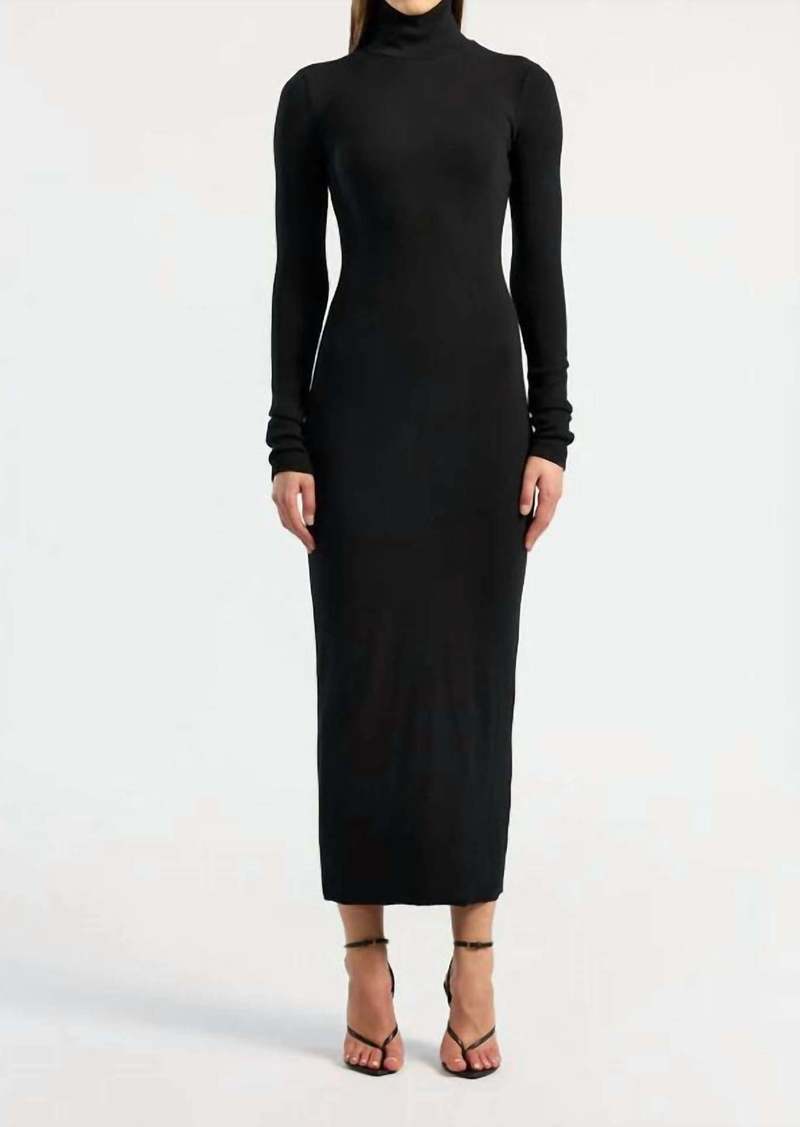 Cotton Citizen Verona Turtleneck Maxi Dress In Jet Black