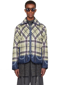 Craig Green Beige & Navy Quilted Plaid Fade Jacket