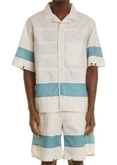 Craig Green Colorblock Laced Back Cotton Camp Shirt in Cream at Nordstrom