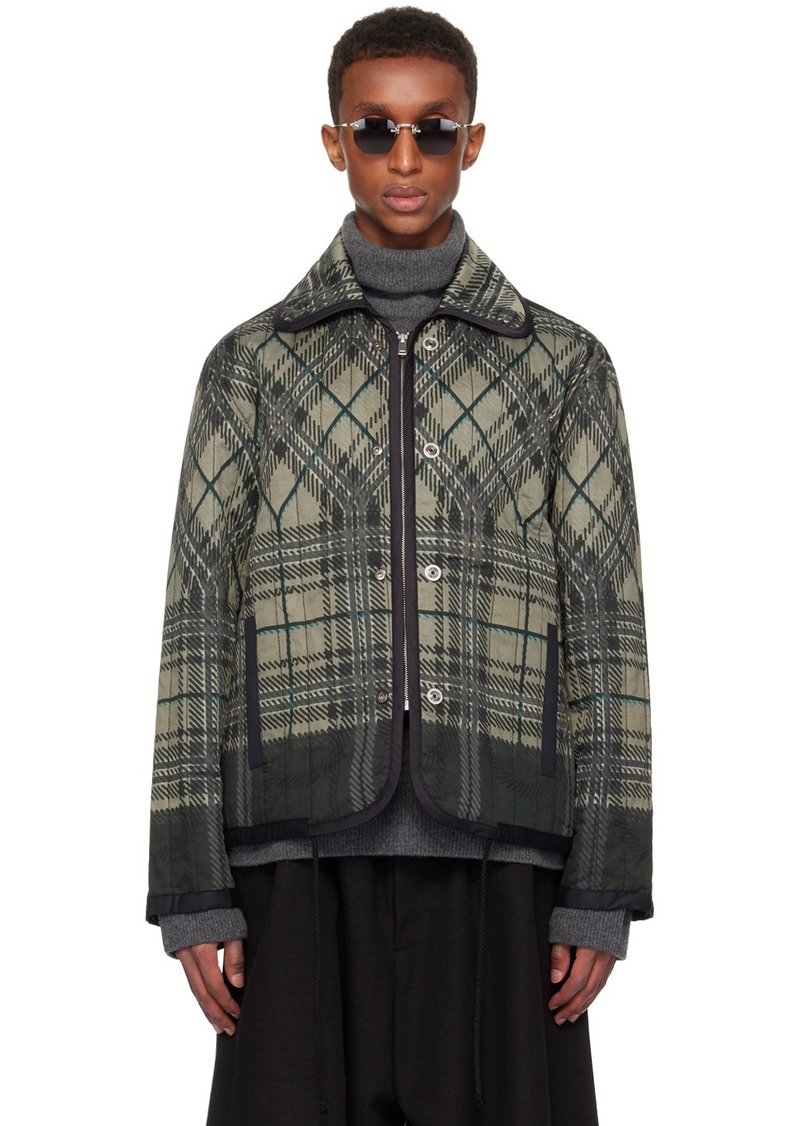 Craig Green Khaki & Black Quilted Plaid Fade Jacket