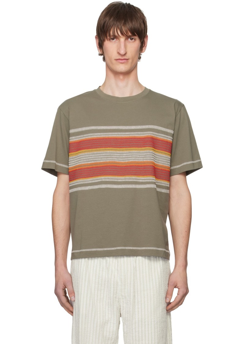 Craig Green Khaki Flatlock Stripe T-Shirt