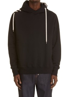 Craig Green Laced Cotton Hoodie in Black/Cream at Nordstrom