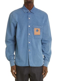 Craig Green Moon Cotton Blend Button-Up Shirt in Blue at Nordstrom