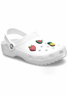 Crocs Classic Clog|Comfortable Slip on Casual Water Shoe White 4 US Women / 2 US Men Shoe Charm 3-Pack | Personalize with Jibbitz Fruit Small