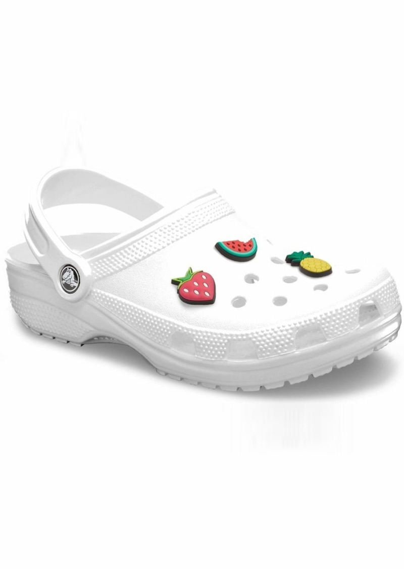 Crocs Classic Clog|Comfortable Slip on Casual Water Shoe White 4 US Women / 2 US Men Shoe Charm 3-Pack | Personalize with Jibbitz Fruit Small