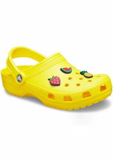 Crocs Women's Classic Clog|Comfortable Slip On Casual Water Shoe Lemon 11 M US Women / 9 M US Men Shoe Charm 3-Pack | Personalize with Jibbitz Fruit Small