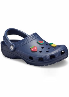 Crocs Classic Clog|Comfortable Slip on Casual Water Shoe Navy  Shoe Charm 3-Pack | Personalize with Jibbitz Fruit Small
