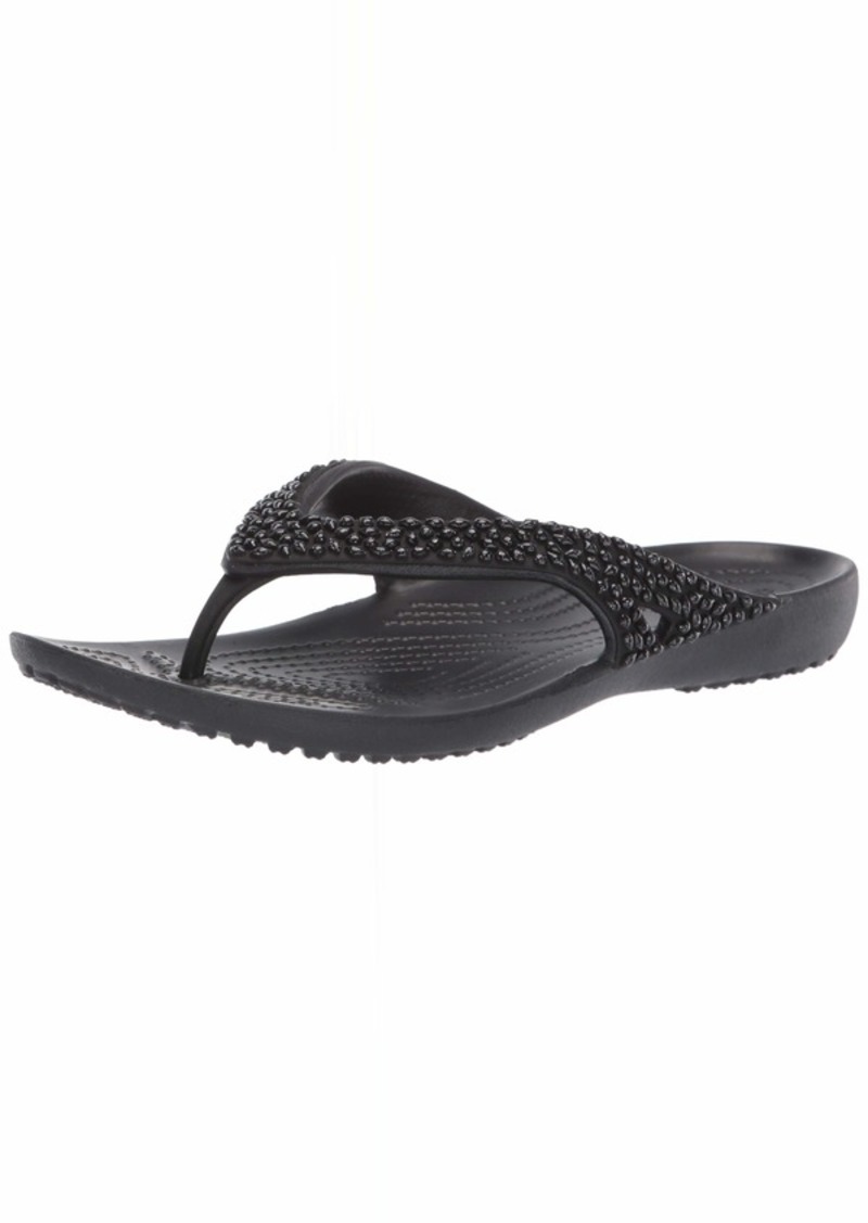 crocs embellished flip flops