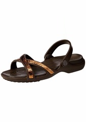 Crocs Women's Meleen MetalText XBand Sandal Slide bronze/espresso  M US