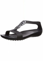 Crocs Women's Serena Embellish Sandal Flat silver/black  M US