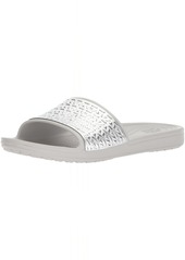crocs Women's Sloane Graphic Etched Slide W Sandal pearl white/silver  M US