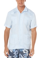 Cubavera Men's 100% Linen Short Sleeve 4 Pocket Guayabera Shirt - Cashmere Blue