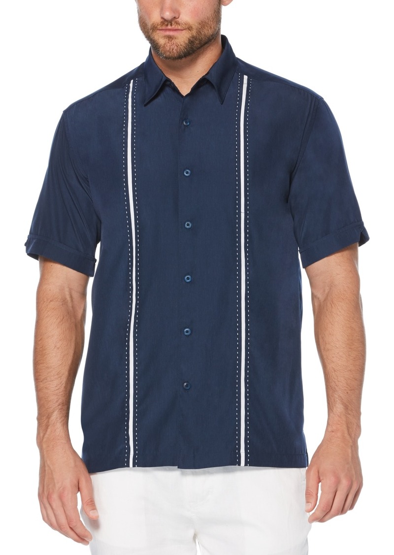 Cubavera Men's Big & Tall Stripe Short Sleeve Shirt - Dress Blue