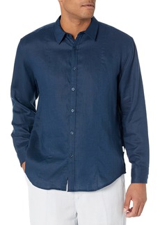 Cubavera Men's Cubavera Men'S 100% Linen Long Sleeve Shirt With Pintuck Detail Relaxed Fit Spread Collar