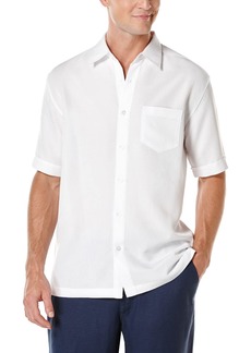 Cubavera Mens Short Sleeve Polyester L-Shape Embroidered Button-Down Shirt 