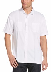 Cubavera Men's Chambray Coat Front Short Sleeve Button-Down Polo Shirt  X Large