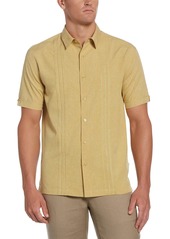 Cubavera Men's Chambray Pintuck Geometric Short Sleeve Button-Down Shirt