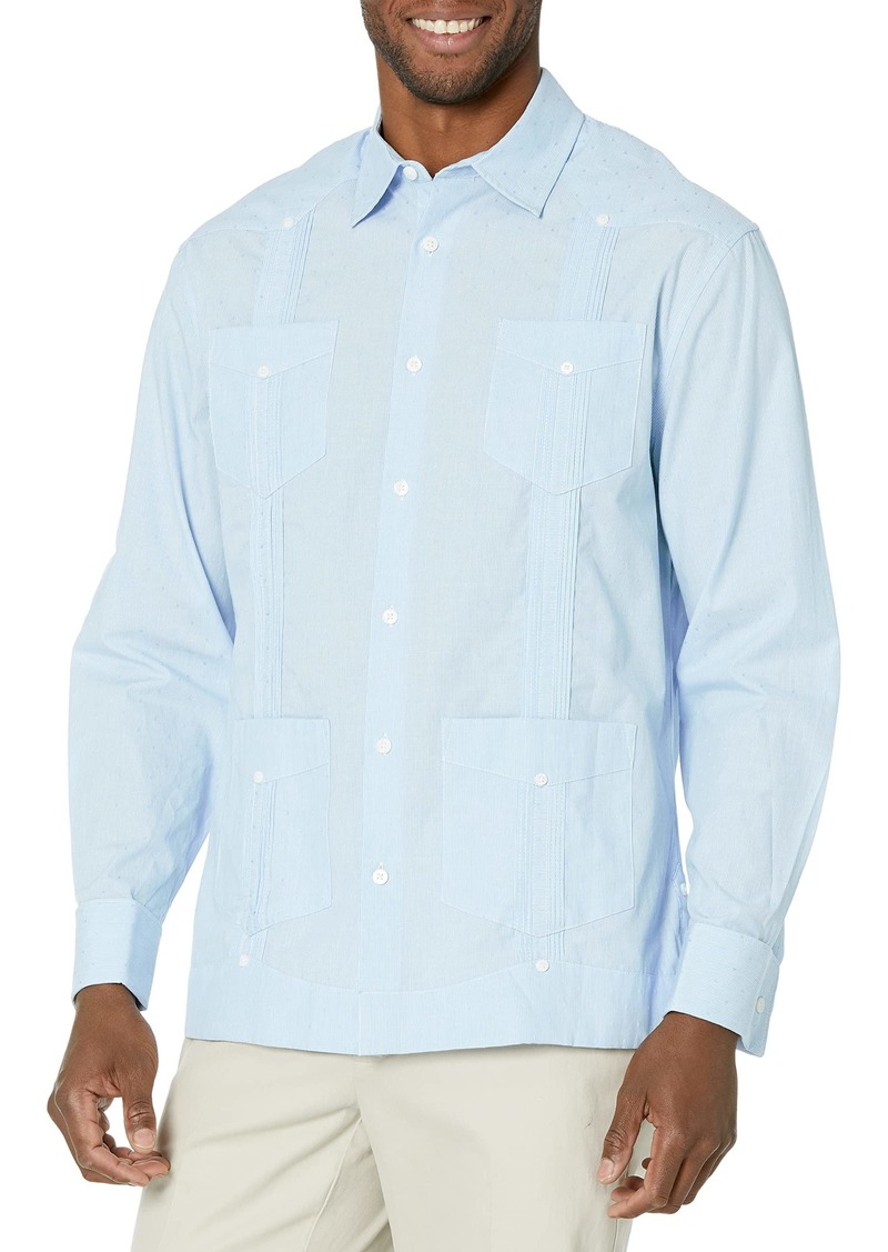 Cubavera Men's Collection Long Sleeve Cotton Dobby Stripe Guayabera Shirt  X Large