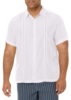 Cubavera Paneled Short Sleeve Shirt For Men Classic Fit Wrinkle Resistant Casual Button-Down Shirt For Men With Spread Collar (Sizes Small - 5Xl)
