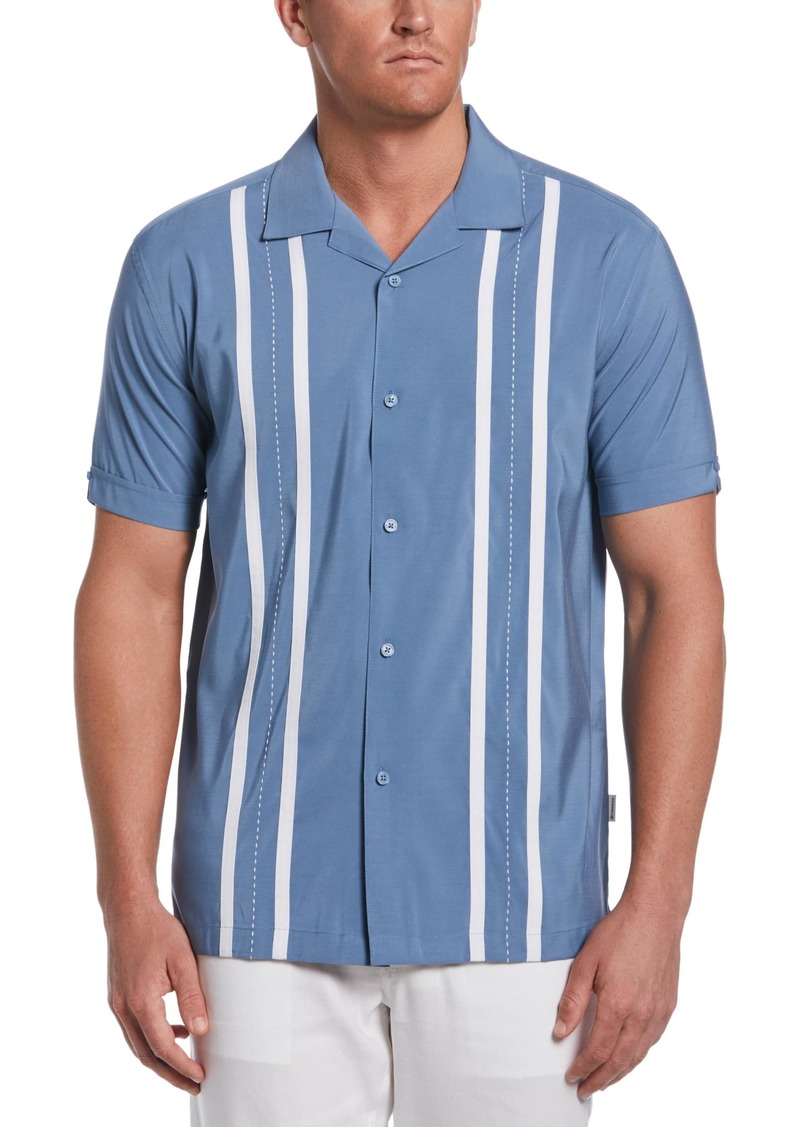 Cubavera Men's Contrast Panel Short Sleeve Button-Down Camp Collar Shirt