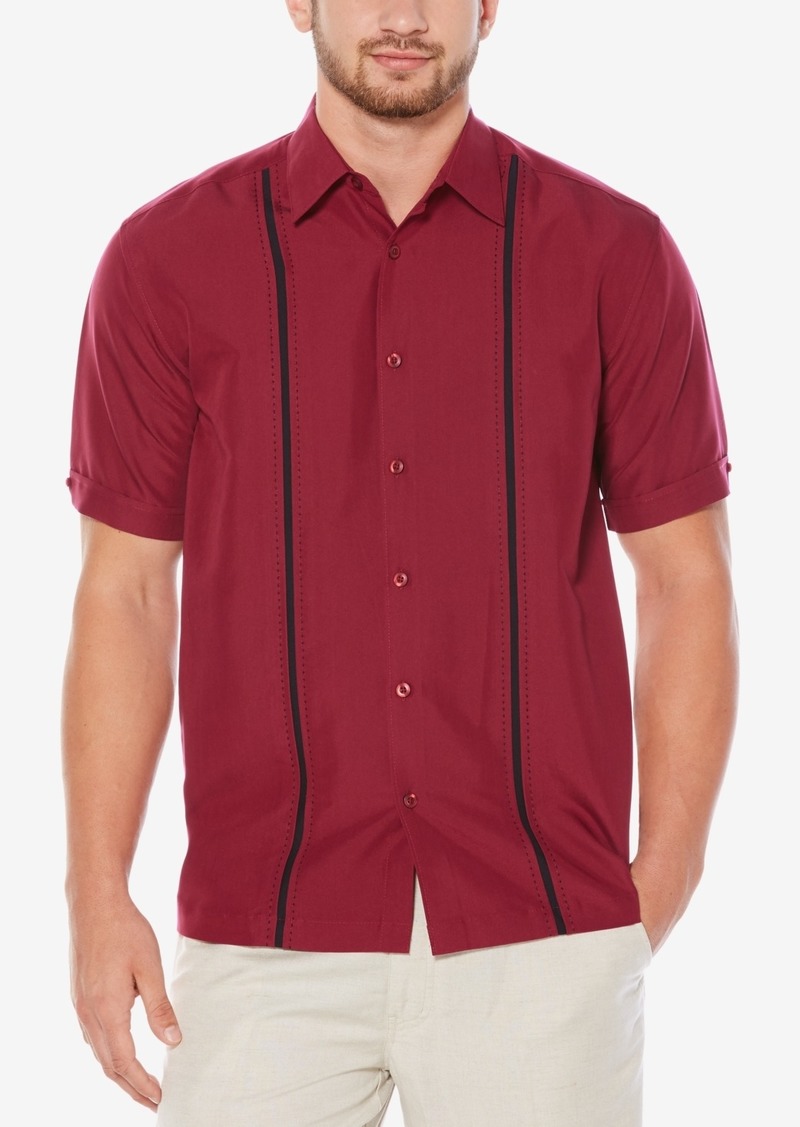 Cubavera Men's Pick Stitch Panel Short Sleeve Button-Down Shirt - Biking Red