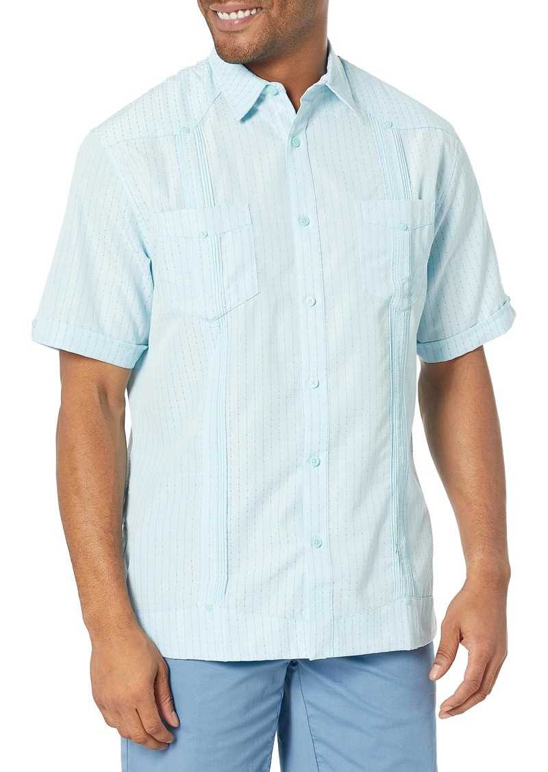 Cubavera Men's Ecoselect Textured Two-Pocket Short Sleeve Button-Down Guayabera Shirt