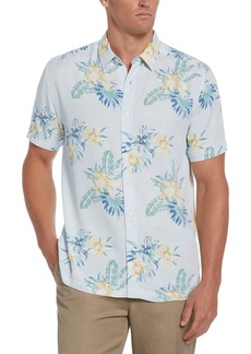 Cubavera Men's Floral Print Twill Short Sleeve Button-Down Shirt  XX Large