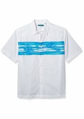 Cubavera Men's Horizontal Leaf Print Shirt  XX Large